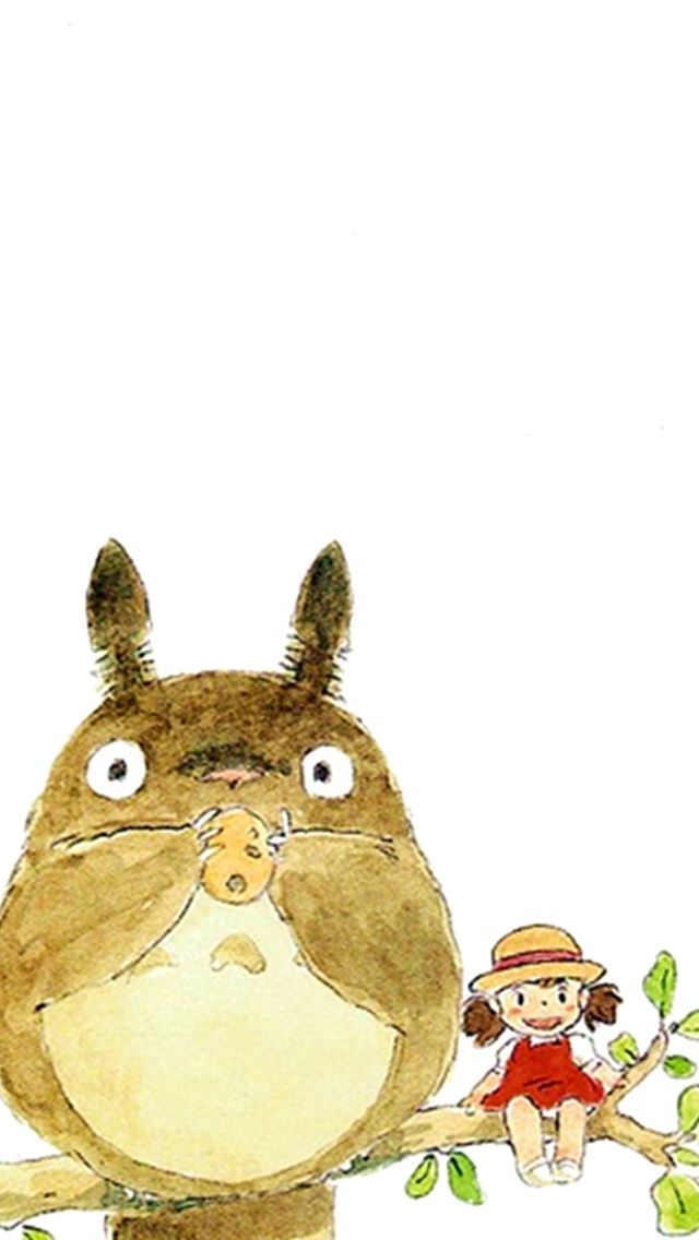 640x1136 My Neighbor Totoro Cute Girl Branch Art Drawn - movie iPhone Wallpaper