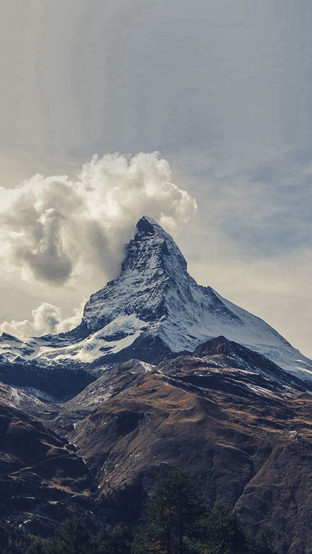 640x1136 Mountain Snow Sky Nature - tree iPhone Wallpaper