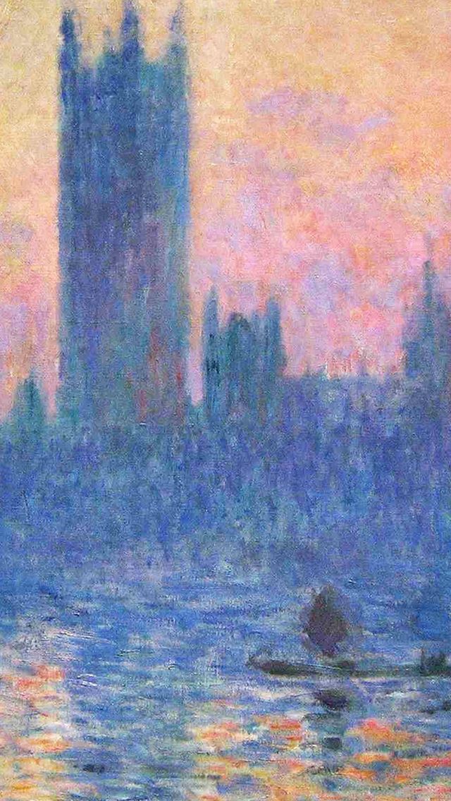 640x1136 Claude Monet Classic Painting Art Sunset Pattern - lake iPhone Wallpaper