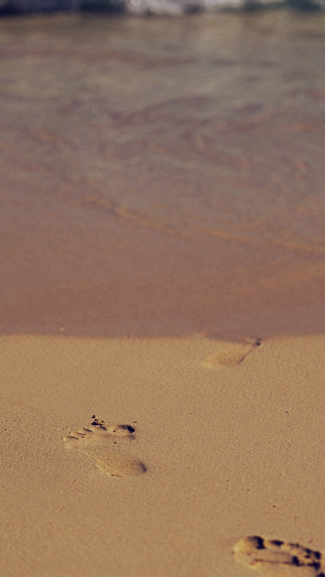 Sea Beach Footprint Vacation Summer Dark iPhone wallpaper 