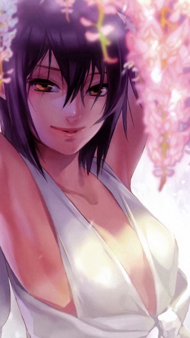 640x1136 Anime Art Girl Flower Cute White - blossom iPhone Wallpaper