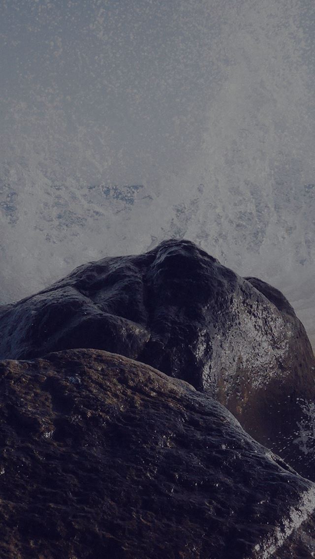 640x1136 Sea Wave Rock Beach Dark Nature - wave iPhone Wallpaper