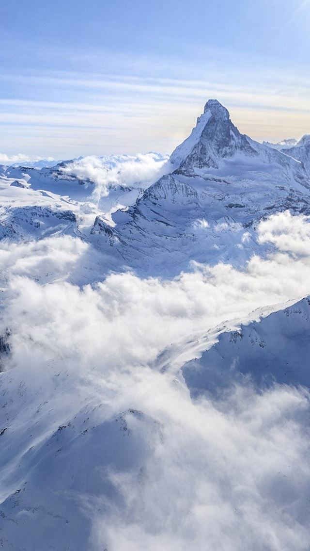 640x1136 White Clouds Snowy Mountains - clouds iPhone Wallpaper
