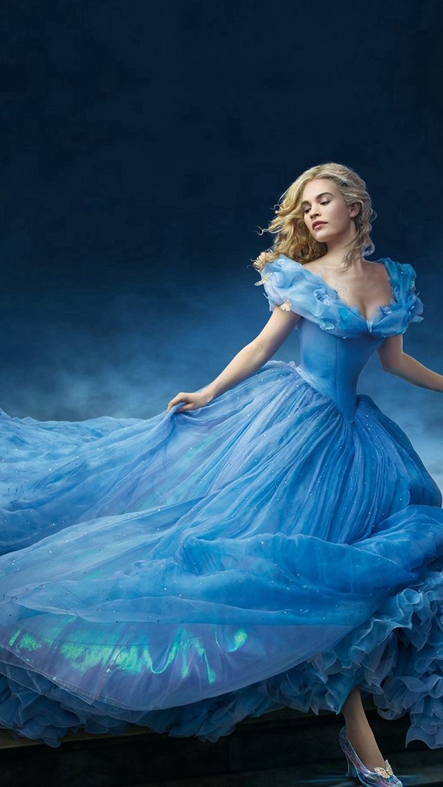 640x1136 Cinderella Princess Dress Blue Art - cinderella iPhone Wallpaper