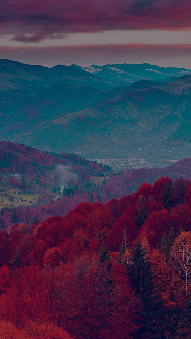 640x1136 Fall Mountain Fun Red Tree Nature Dark Beautiful - hill iPhone Wallpaper