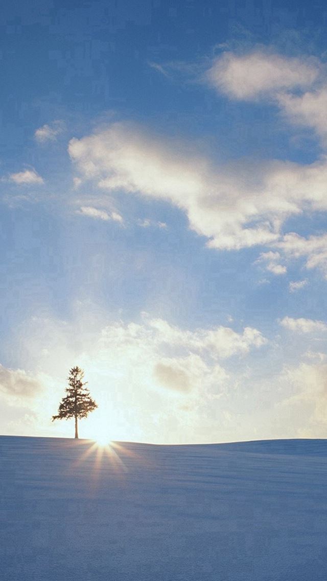 640x1136 Nature Sunny Snowy Field View - clouds iPhone Wallpaper