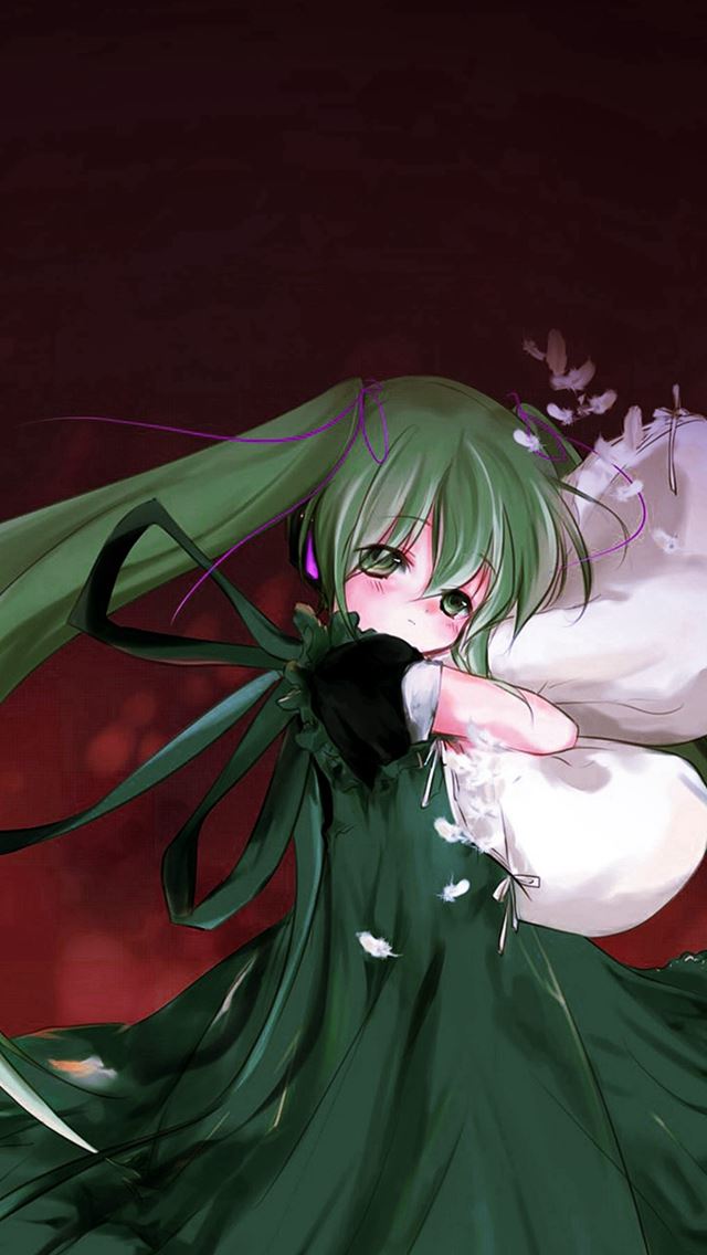 640x1136 Anime Art Hasune Miku Red Sleepy Illust -  iPhone Wallpaper