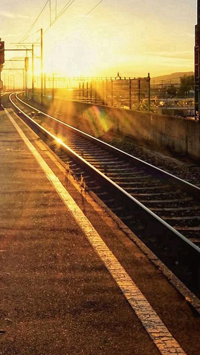 640x1136 Sunset Railway Landscape - railway iPhone Wallpaper