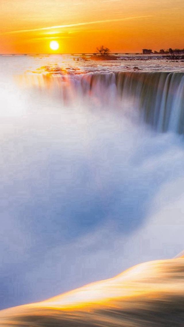 640x1136 Sunshine Waterfall Wonderful Landscape -  iPhone Wallpaper