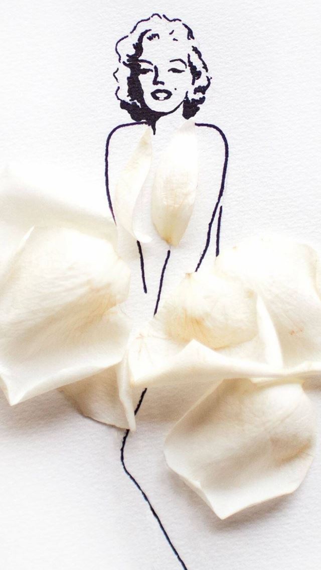 640x1136 Marilyn Monroe Drawing Petal Skirt - petal iPhone Wallpaper