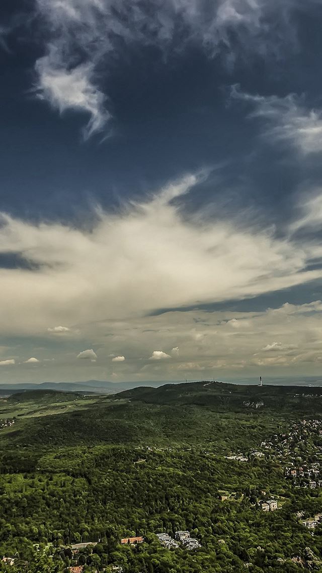 640x1136 Mountain Green Wood City Sky Cloud Blue Summer - hill iPhone Wallpaper