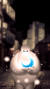 Baymax Holding Moon Dreamy Bokeh wallpaper