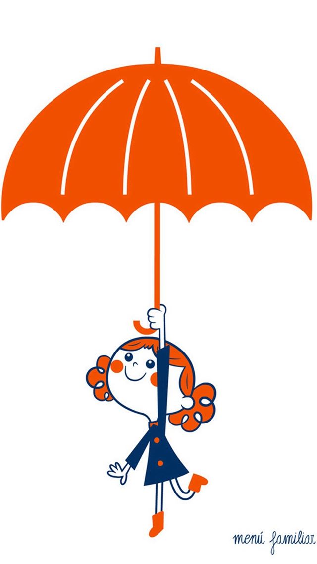 640x1136 The Little Girl Cartoon Umbrella - naive iPhone Wallpaper