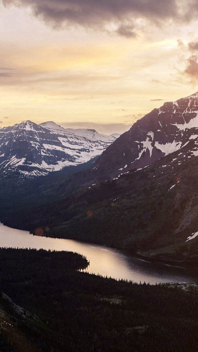 640x1136 Sunset Mountain River Nature Dark Flare Forest - skyscape iPhone Wallpaper