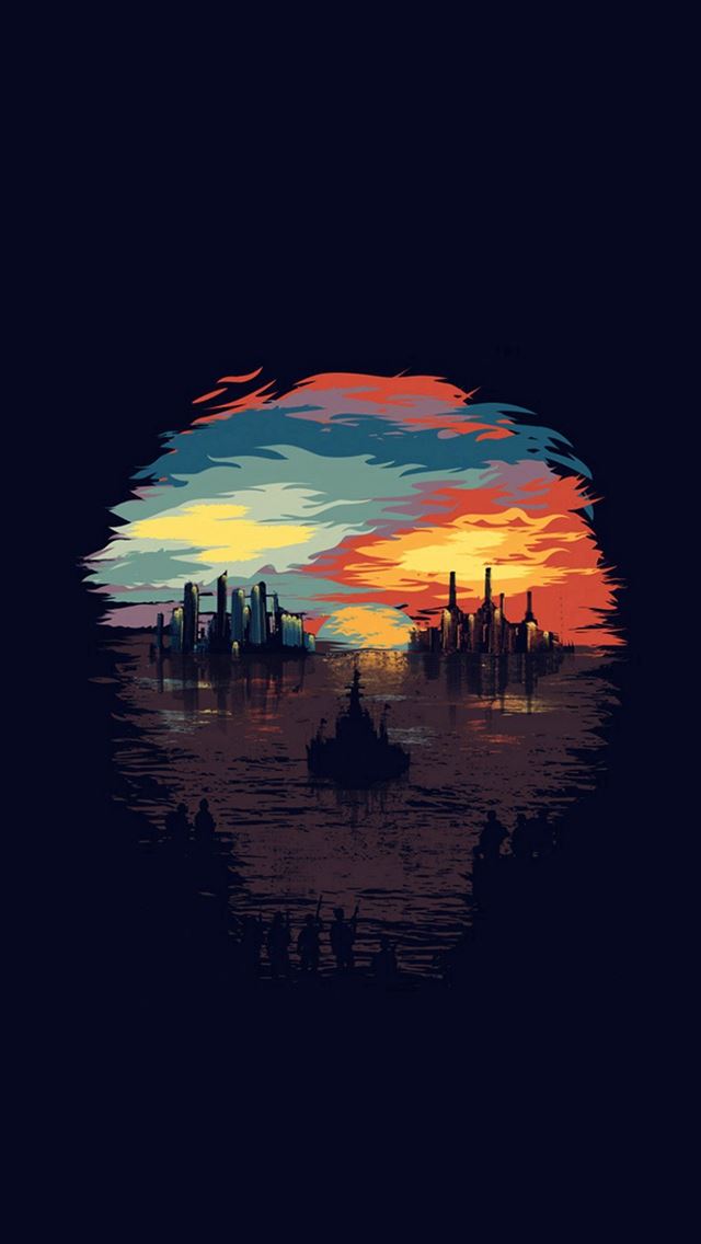 640x1136 Dystopia Art Illustration Minimal - sea iPhone Wallpaper