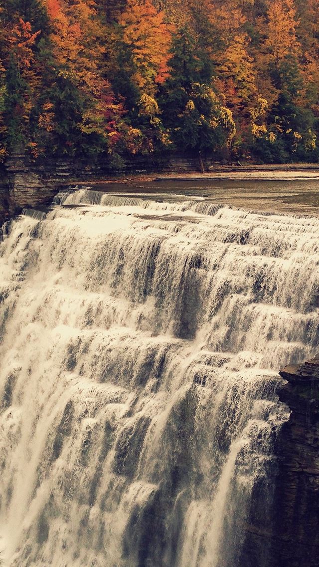 640x1136 Nature Water Fall Mountain - woods iPhone Wallpaper