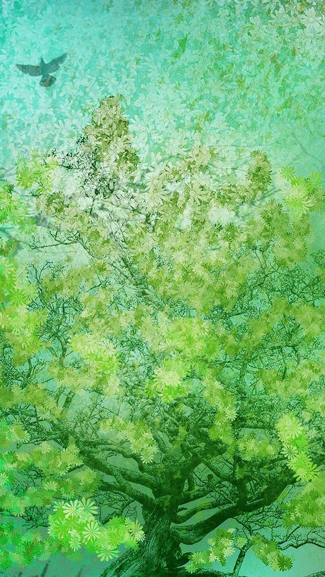 640x1136 Flower Spring Art Green Illust Happy - natural iPhone Wallpaper