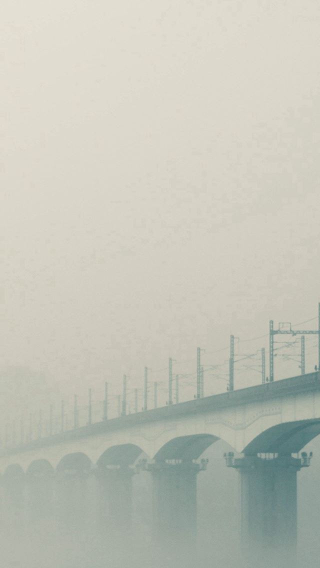 640x1136 Foggy Bridge River Green - bridge iPhone Wallpaper