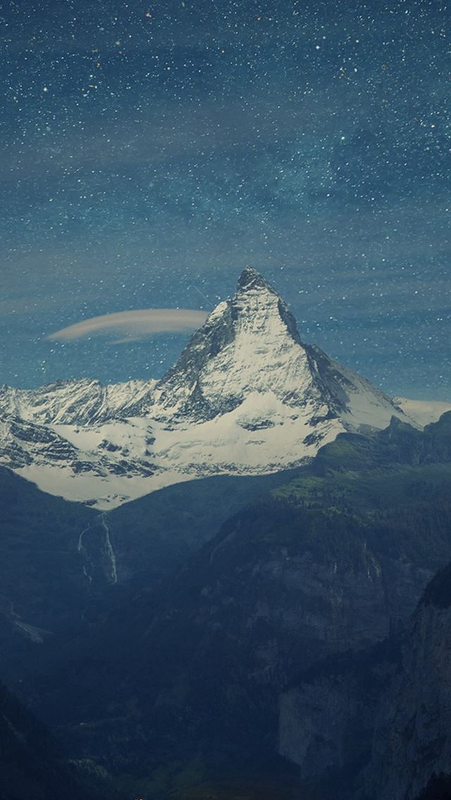 640x1136 Matterhorn Mountain Switzerland Blue Night - skyscape iPhone Wallpaper