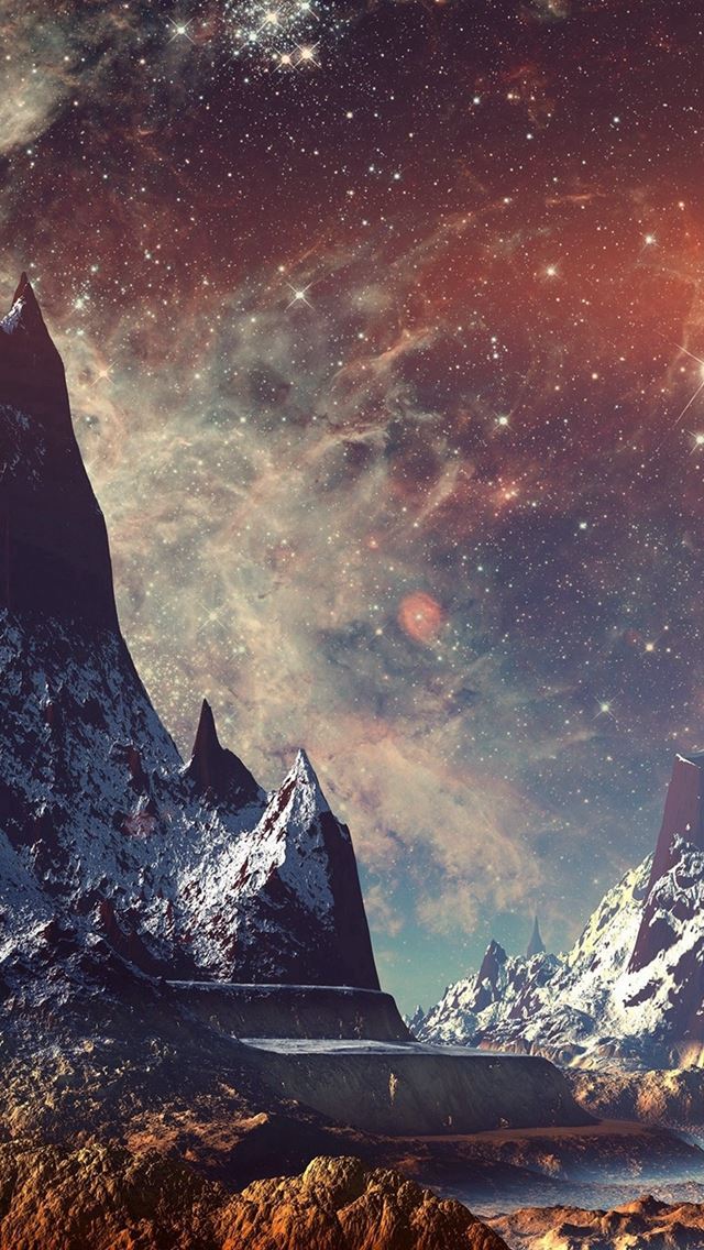 640x1136 Dream Space World Mountain Sky Star Illustration Flare - view iPhone Wallpaper