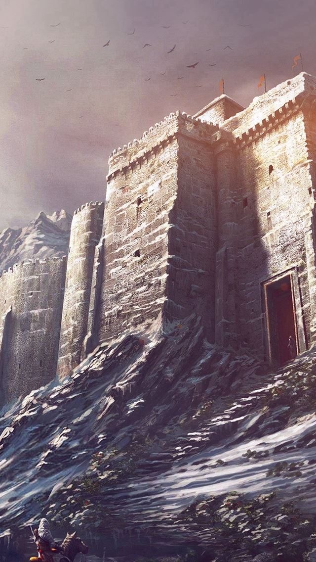 640x1136 Game Illustration Castle Snow Winter Flare - castle iPhone Wallpaper