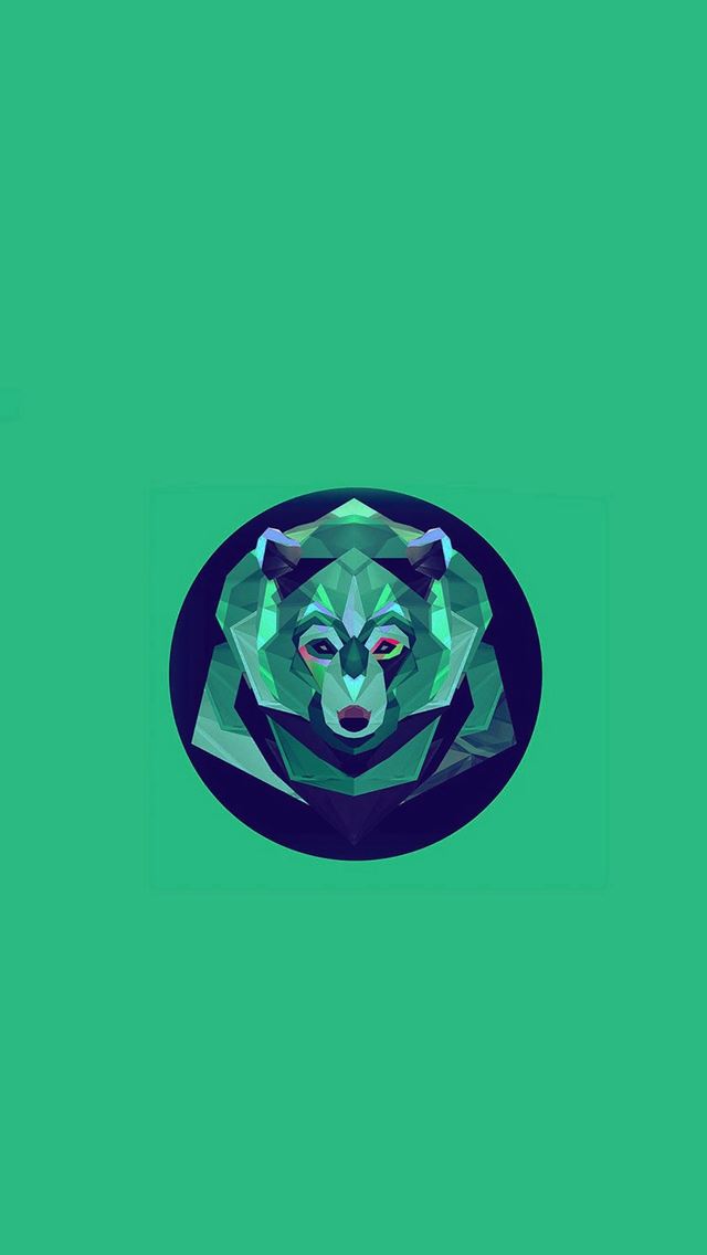 640x1136 Bear Polygon Art Animal Green - bear iPhone Wallpaper