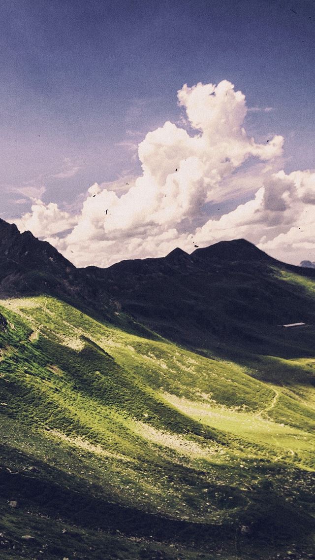640x1136 Nature Mountain Green Cloud Sunny Summer - hill iPhone Wallpaper