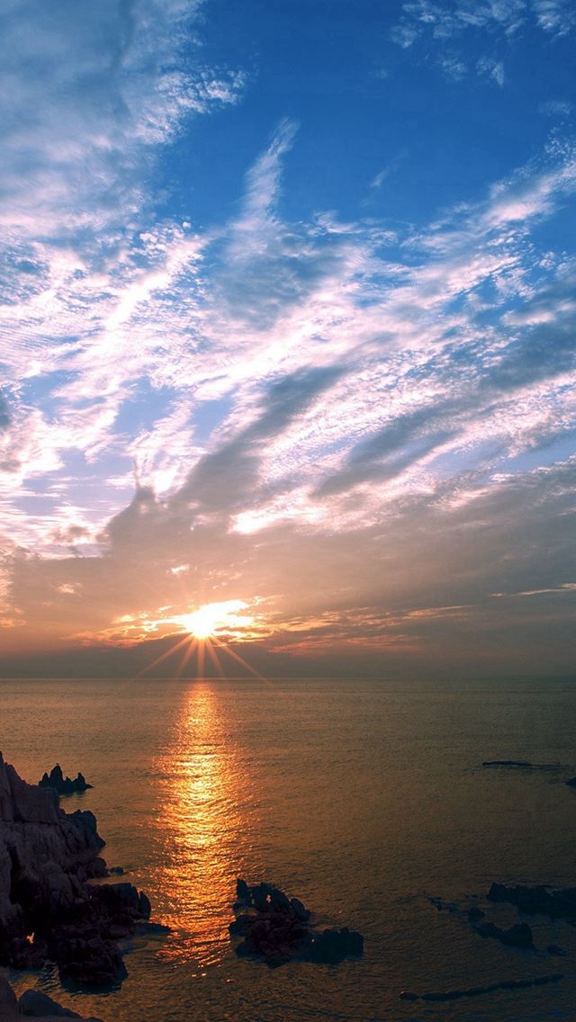 640x1136 Sunset Sky Cloud Sea Rock Bridge Nature - yellow iPhone Wallpaper