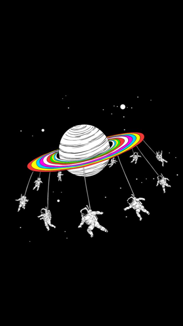 Astronauts Merry Go Round Planet Space iPhone Wallpapers Free Download