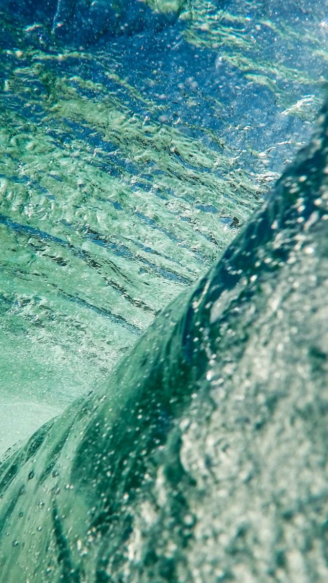640x1136 Water Wave Green Blue Summer Sea - macro iPhone Wallpaper