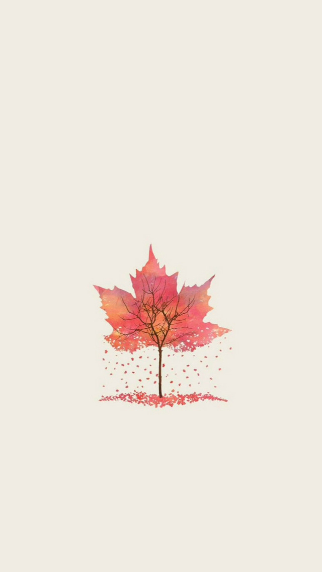 Autumn Tree Leaf Shape Illustration  iPhone wallpaper 
