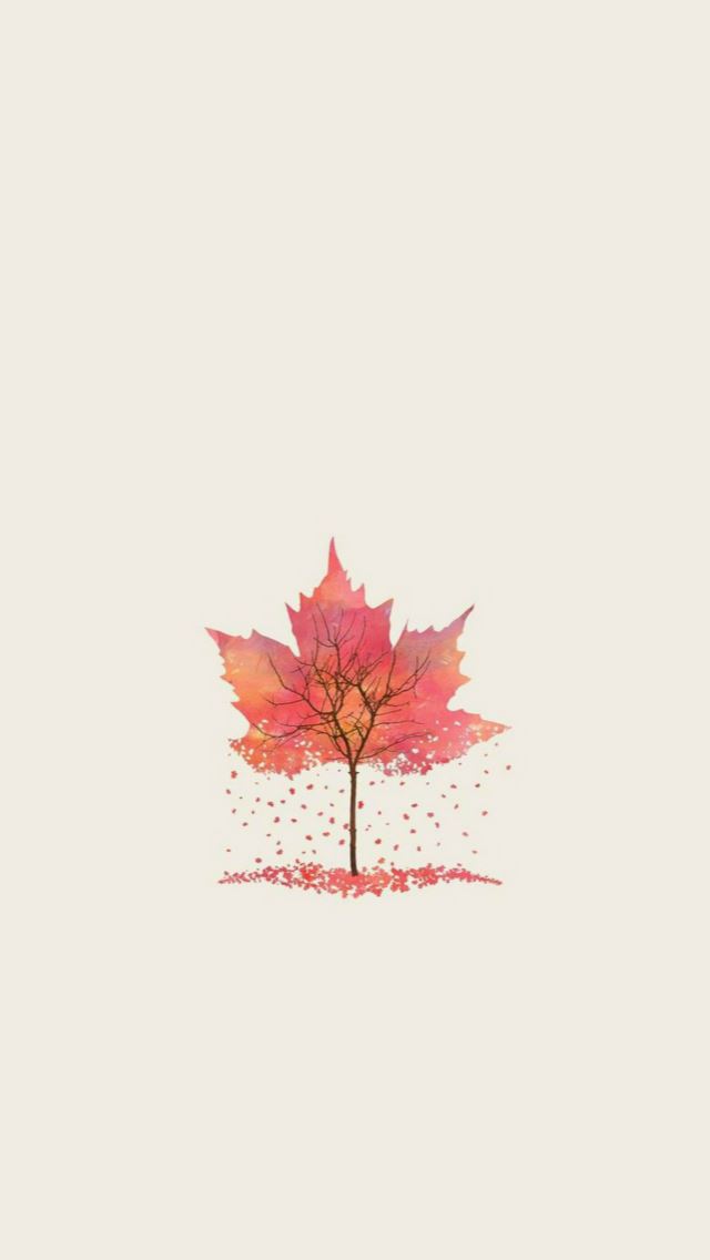 640x1136 Autumn Tree Leaf Shape Illustration  - pure iPhone Wallpaper