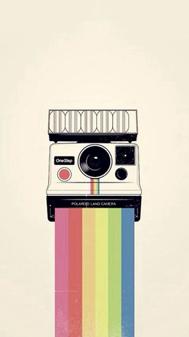 640x1136 Polaroid Camera Colorful Rainbow Illustration  - illustration iPhone Wallpaper