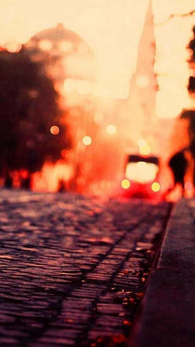 640x1136 Nature Retro Vintage Blurry Night Street - retro iPhone Wallpaper