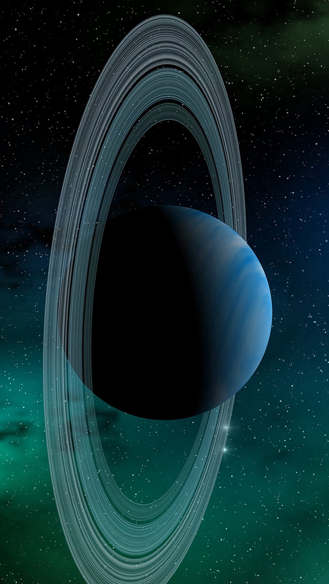 Space Planet Saturn Blue Star Art Illustration iPhone wallpaper 