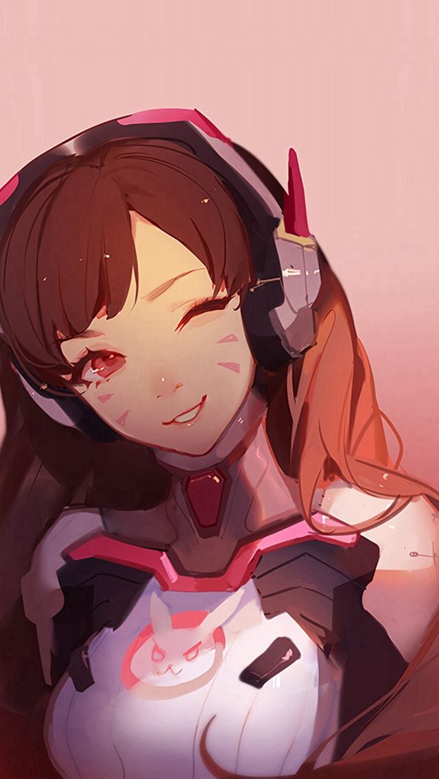 640x1136 Dva Overwatch Cute Anime Game Art Illustration Red -  iPhone Wallpaper
