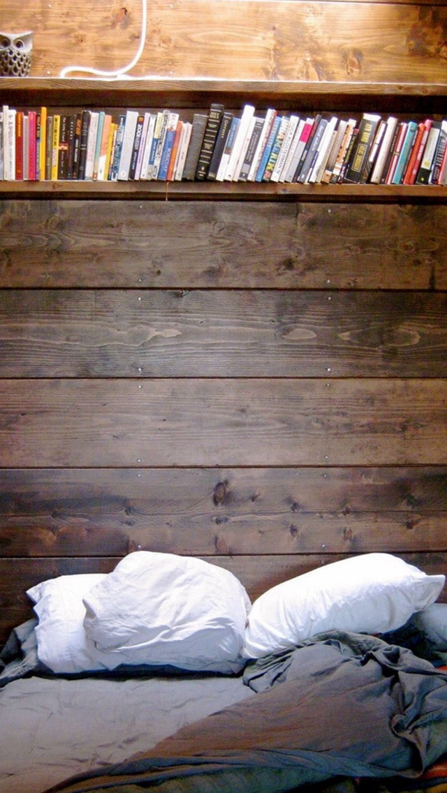 Bed Reading Spot Book Shelf iPhone wallpaper 