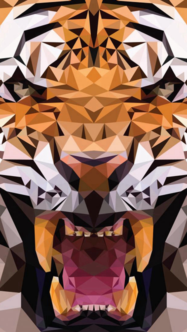 iOS8 Animals Tiger Polygon Pattern Drawn iPhone wallpaper 