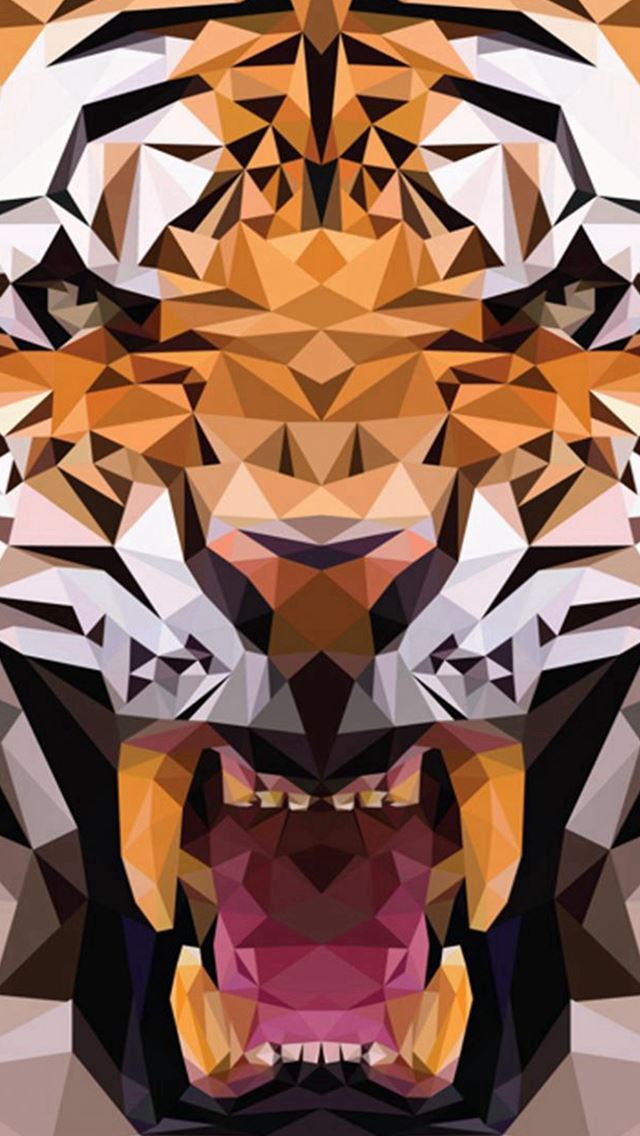 640x1136 iOS8 Animals Tiger Polygon Pattern Drawn - artwork iPhone Wallpaper