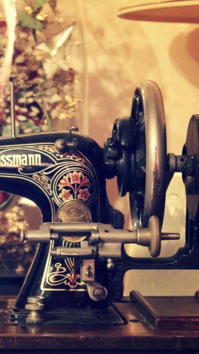 640x1136 Vintage Retro Sewing Machine Decorations - gray iPhone Wallpaper