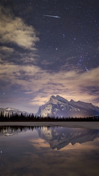 Nature Night Meteor Shooting Sky View Lake Reflection wallpaper