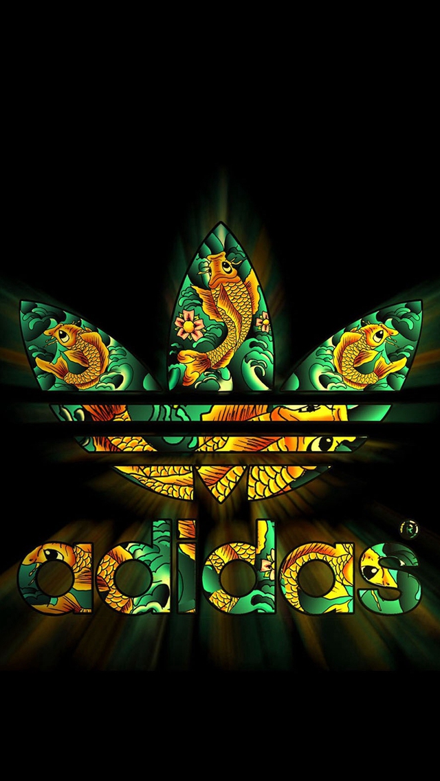 Adidas Dark Logo Pattern Shiny iPhone wallpaper 