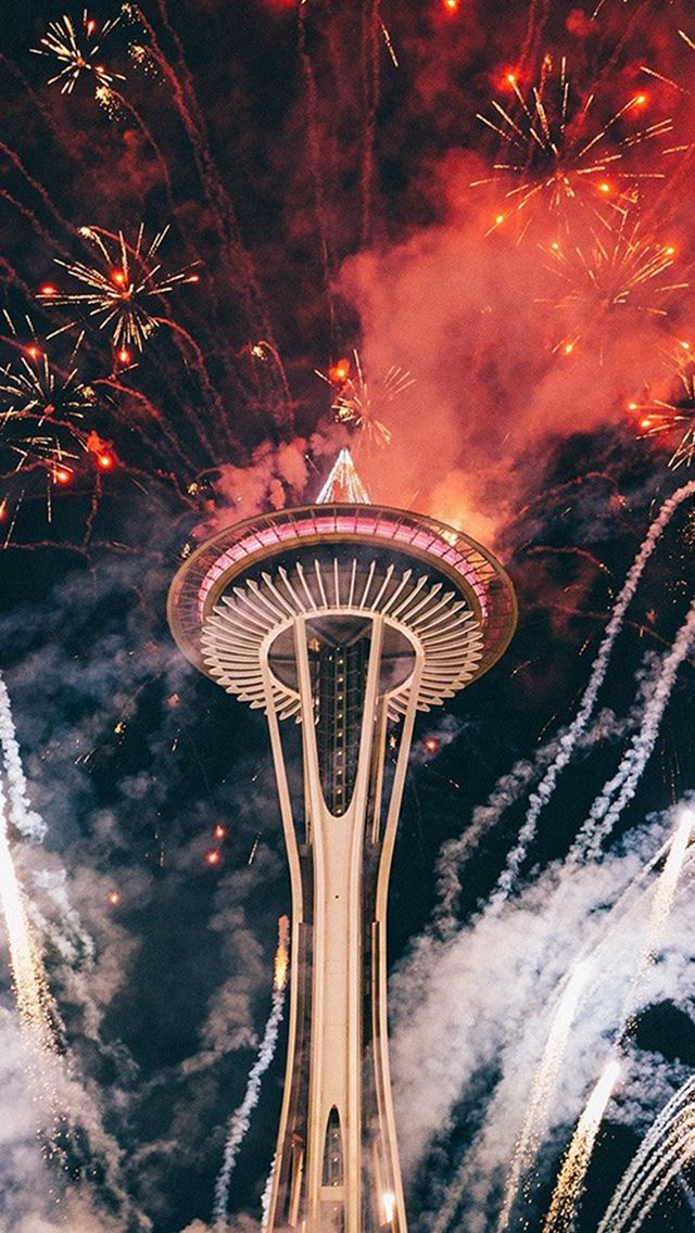 640x1136 Firework Night Sky Lovely Tower City - sparkle iPhone Wallpaper