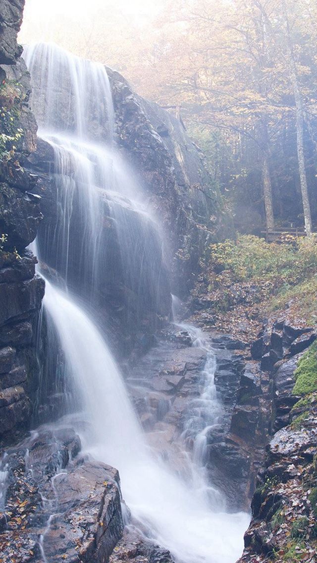 640x1136 Water Fall Rock Mountain Summer Nature Flare Blue - flare iPhone Wallpaper