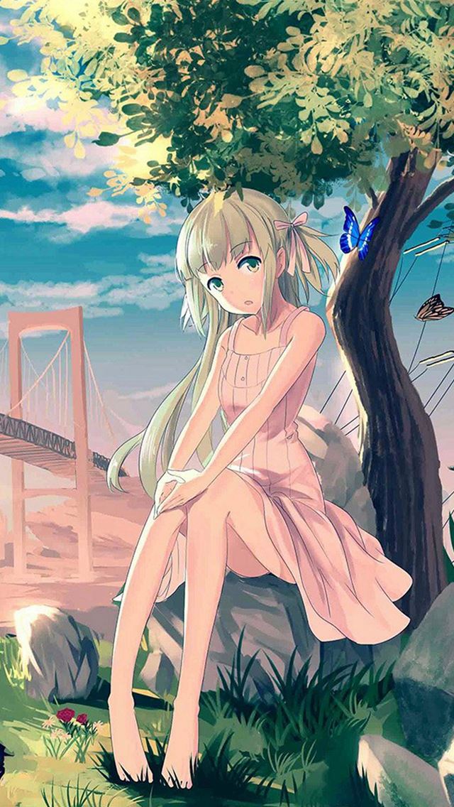 640x1136 Cute Anime Girl Sunset Illustration Art - anime iPhone Wallpaper