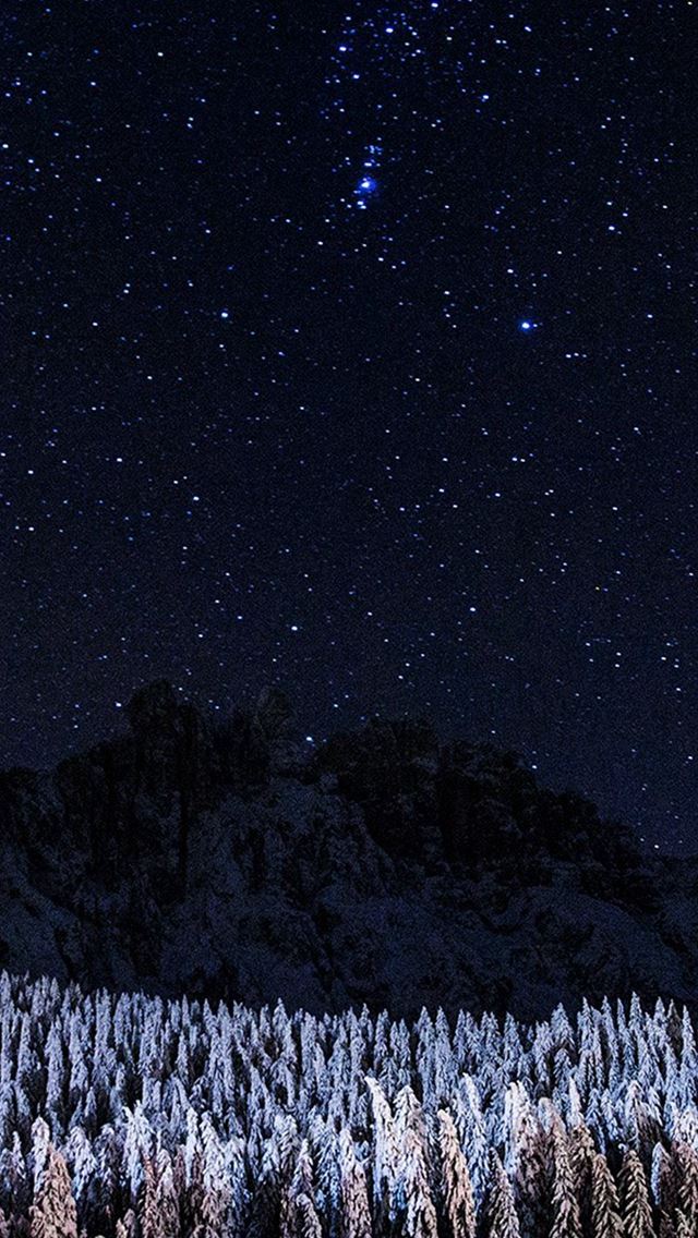 640x1136 Night Mountain Sky Space Star Cold Winter - sky iPhone Wallpaper