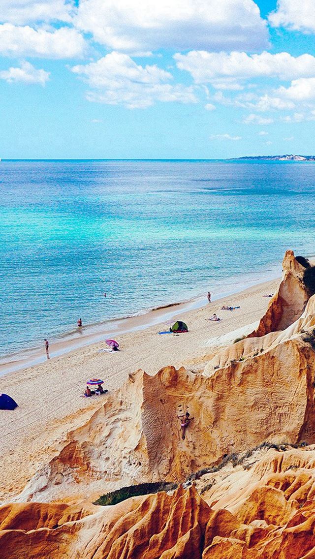 640x1136 Nature Sea Vacation Beach Rock Summer Blue - yellow iPhone Wallpaper
