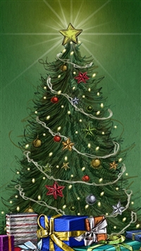 Christmas Pine Tree Around Gifts wallpaper