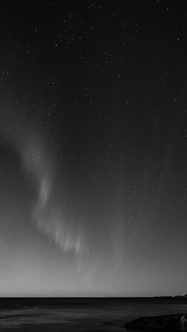 640x1136 Aurora Night Sky Star Beautiful Space Sea Dark Bw - beautiful iPhone Wallpaper