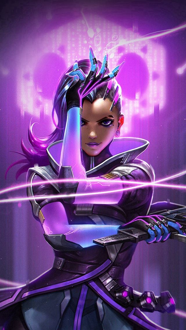 640x1136 Overwatch Sombra Purple Game Hero Illustration Art - overwatch iPhone Wallpaper